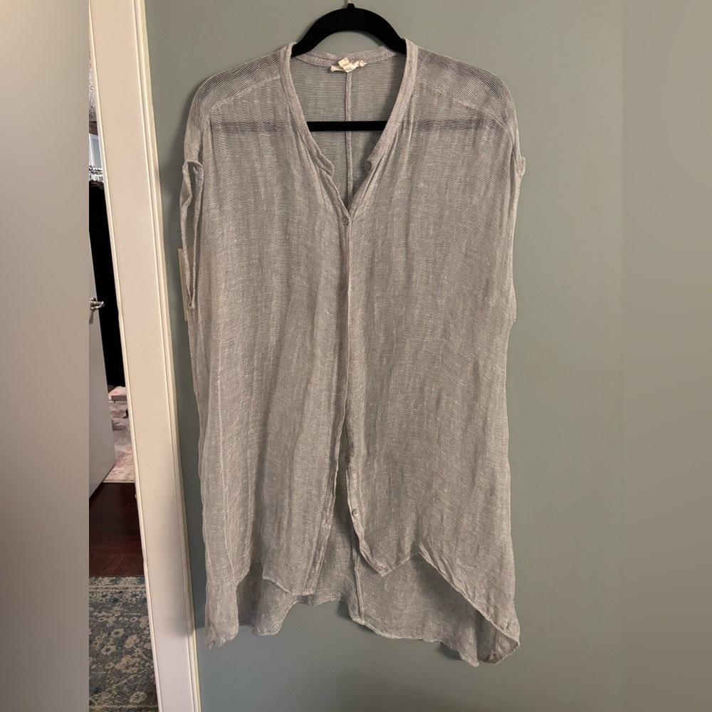 Eileen Fisher Gray Linen Vest